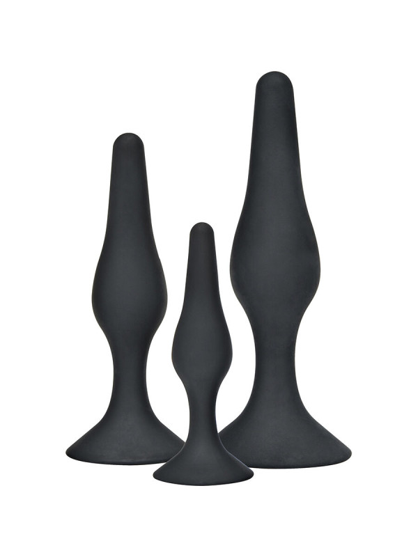 SET 3 PLUGS ANALES SILICONA CURVOS TOYJOY PROGRESIVO NEGRO DE LA MARCA TOYJOY