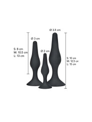 SET 3 PLUGS ANALES SILICONA CURVOS TOYJOY PROGRESIVO NEGRO DE LA MARCA TOYJOY