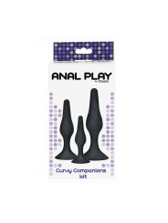 SET 3 PLUGS ANALES SILICONA CURVOS TOYJOY PROGRESIVO NEGRO DE LA MARCA TOYJOY