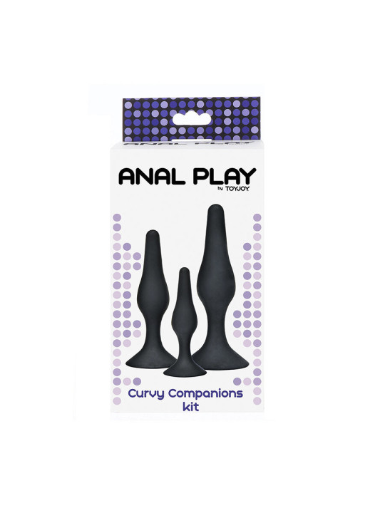 SET 3 PLUGS ANALES SILICONA CURVOS TOYJOY PROGRESIVO NEGRO DE LA MARCA TOYJOY