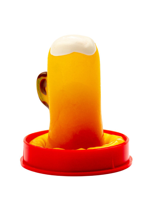 PRESERVATIVO DECORADO CERVEZA PINTADO A MANO ÚNICO DE LA MARCA CONDOMERIE