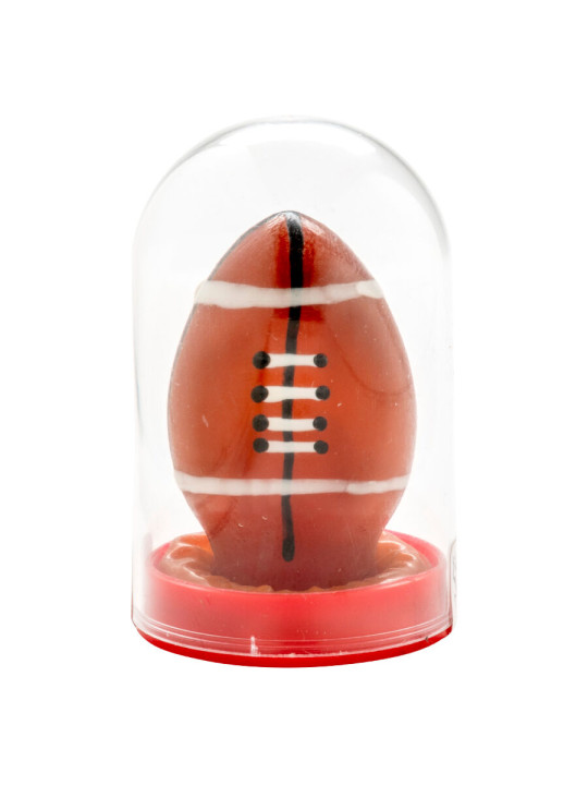 PRESERVATIVO RUGBY DISEÑO PELOTA PINTADO A MANO DE LA MARCA CONDOMERIE
