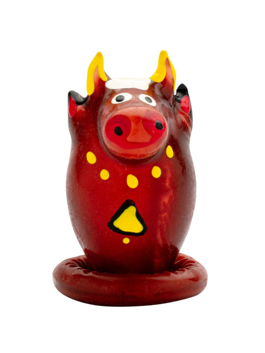 PRESERVATIVO DECORATIVO TORO PINTADO A MANO ÚNICO DE LA MARCA CONDOMERIE