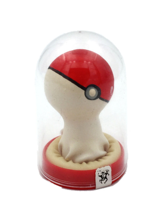 PRESERVATIVO POKEBOLA DECORATIVO PINTADO A MANO ROJO BLANCO DE LA MARCA CONDOMERIE