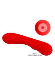 VIBRADOR RECARGABLE 12 MODOS SILICONA SUAVE ROJO DE LA MARCA PRETTY LOVE SMART