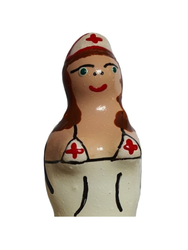 PRESERVATIVO ENFERMERA MORENA PINTADO A MANO DECORATIVO DE LA MARCA CONDOMERIE