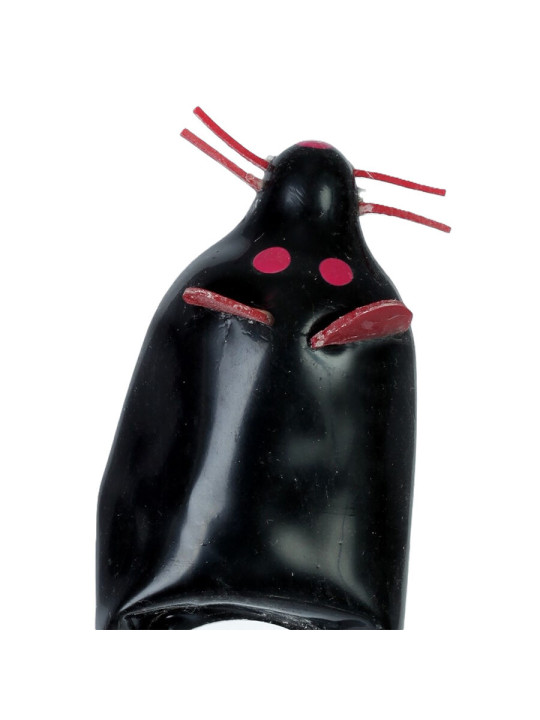 PRESERVATIVO XL DECORADO RATÓN NEGRO PINTADO A MANO DE LA MARCA CONDOMERIE