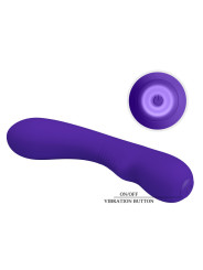 VIBRADOR RECARGABLE PRESCOTT 12 MODOS SILICONA SUAVE LILA DE LA MARCA PRETTY LOVE SMART