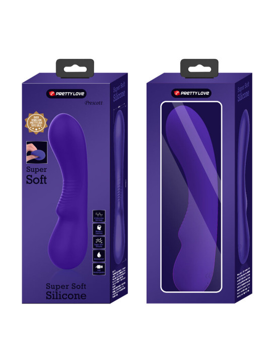 VIBRADOR RECARGABLE PRESCOTT 12 MODOS SILICONA SUAVE LILA DE LA MARCA PRETTY LOVE SMART