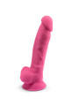 DILDO REALISTICO ROSA 7" BRILLO OSCURIDAD SILICONA PREMIUM DE LA MARCA SILEXD