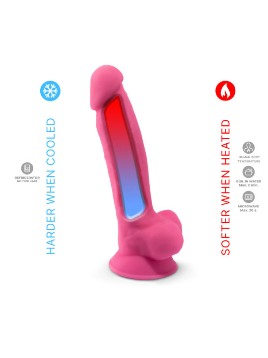 DILDO REALISTICO ROSA 7" BRILLO OSCURIDAD SILICONA PREMIUM DE LA MARCA SILEXD