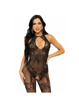 BODYSTOCKING RED SIN COSTURAS TALLA ÚNICA NEGRO SEDUCTOR DE LA MARCA LEG AVENUE BODYSTOCKINGS