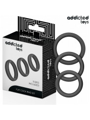 SET 3 ANILLOS SILICONA ERECCIÓN INTENSA PLACER PROLONGADO DE LA MARCA ADDICTED TOYS