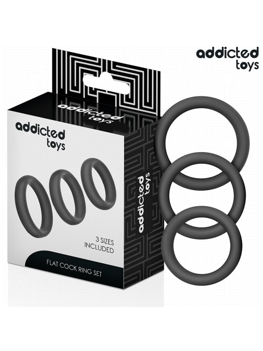 SET 3 ANILLOS SILICONA ERECCIÓN INTENSA PLACER PROLONGADO DE LA MARCA ADDICTED TOYS