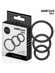 SET 3 ANILLOS SILICONA ESTIMULACIÓN ERECCIÓN PLACER DE LA MARCA ADDICTED TOYS