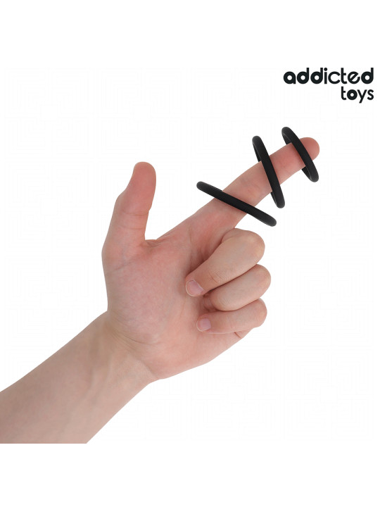 SET 3 ANILLOS SILICONA ESTIMULACIÓN ERECCIÓN PLACER DE LA MARCA ADDICTED TOYS