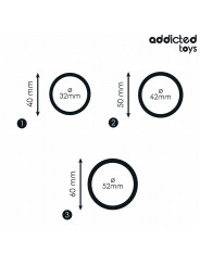 SET 3 ANILLOS SILICONA ESTIMULACIÓN ERECCIÓN PLACER DE LA MARCA ADDICTED TOYS
