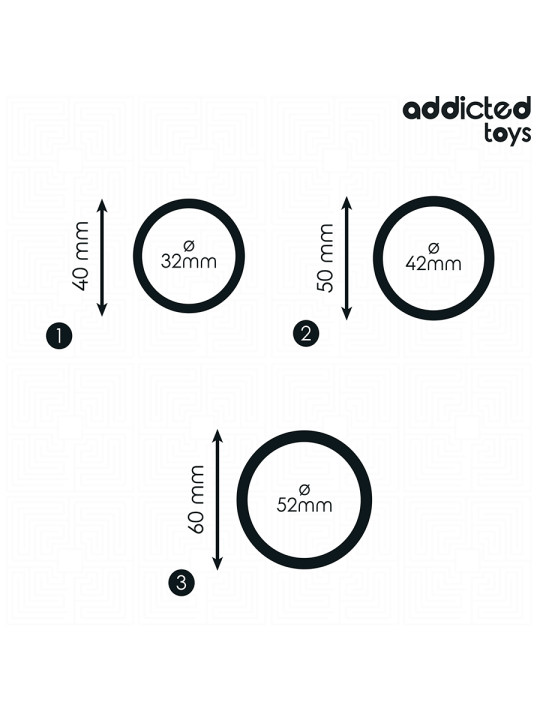 SET 3 ANILLOS SILICONA ESTIMULACIÓN ERECCIÓN PLACER DE LA MARCA ADDICTED TOYS
