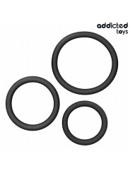 SET 3 ANILLOS SILICONA ESTIMULACIÓN ERECCIÓN PLACER DE LA MARCA ADDICTED TOYS