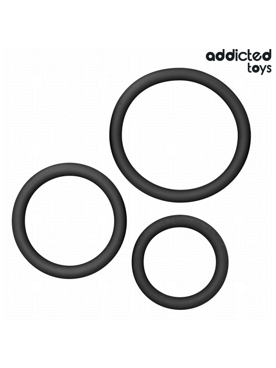 SET 3 ANILLOS SILICONA ESTIMULACIÓN ERECCIÓN PLACER DE LA MARCA ADDICTED TOYS