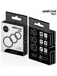 SET 3 ANILLOS SILICONA ESTIMULACIÓN ERECCIÓN PLACER DE LA MARCA ADDICTED TOYS