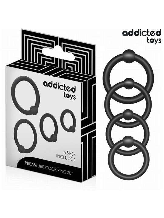 SET 4 ANILLOS SILICONA PRESIÓN ERÉCTIL ADDICTED TOYS DE LA MARCA ADDICTED TOYS