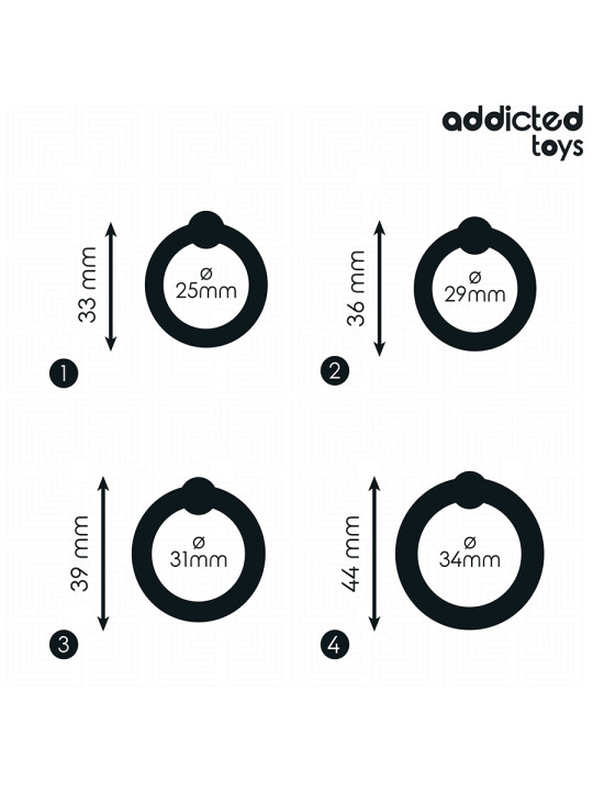 SET 4 ANILLOS SILICONA PRESIÓN ERÉCTIL ADDICTED TOYS DE LA MARCA ADDICTED TOYS