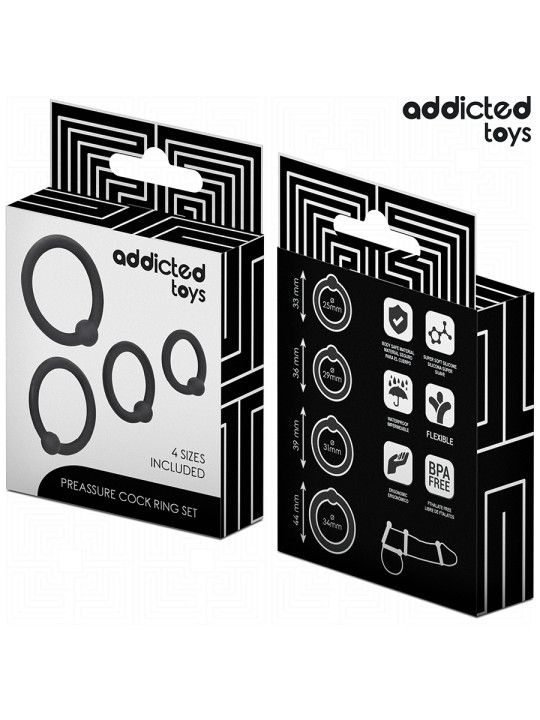 SET 4 ANILLOS SILICONA PRESIÓN ERÉCTIL ADDICTED TOYS DE LA MARCA ADDICTED TOYS