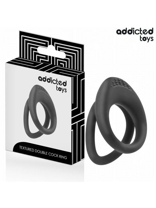 ANILLO DOBLE TEXTURIZADO PENE ESTIMULACIÓN ERECCIÓN PLACER DE LA MARCA ADDICTED TOYS
