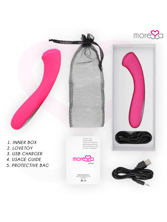 VIBRADOR CELSO SILICONA RECARGABLE 30 MODOS USB DE LA MARCA MORESSA