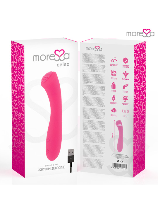 VIBRADOR CELSO SILICONA RECARGABLE 30 MODOS USB DE LA MARCA MORESSA