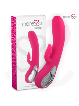 VIBRADOR DUSTIN SILICONA RECARGABLE CON SUCCIÓN CLITORAL DE LA MARCA MORESSA