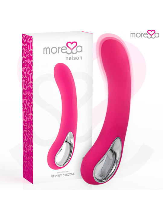 VIBRADOR RECARGABLE SILICONA PREMIUM NELSON 12 MODOS DE LA MARCA MORESSA