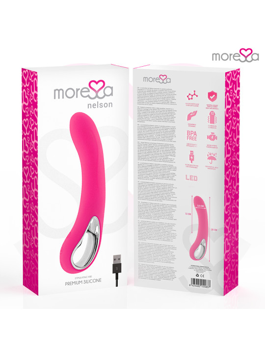 VIBRADOR RECARGABLE SILICONA PREMIUM NELSON 12 MODOS DE LA MARCA MORESSA