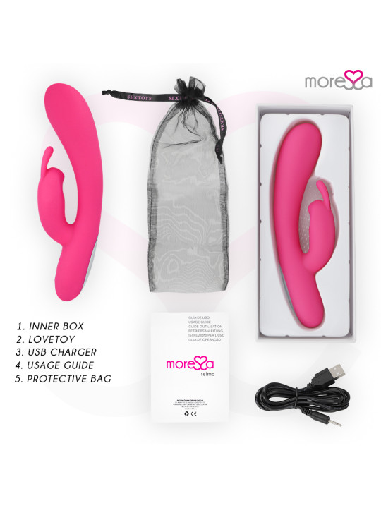 VIBRADOR RABBIT TELMO SILICONA RECARGABLE 7 VELOCIDADES DE LA MARCA MORESSA