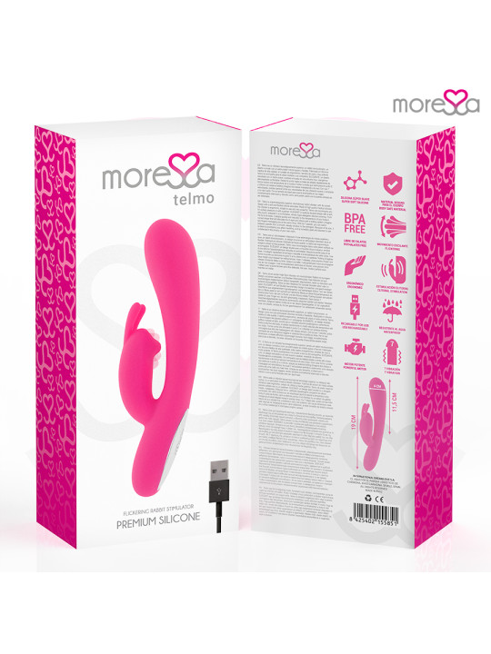 VIBRADOR RABBIT TELMO SILICONA RECARGABLE 7 VELOCIDADES DE LA MARCA MORESSA