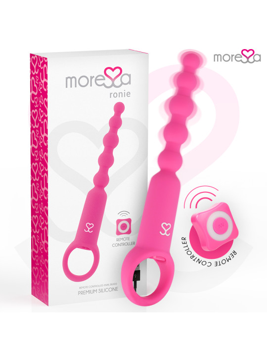 VIBRADOR ANAL CONTROL REMOTO RONIE SILICONA ROSA DE LA MARCA MORESSA