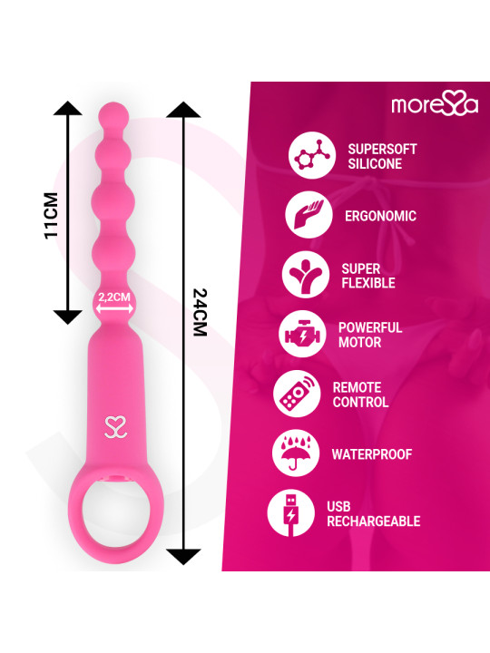 VIBRADOR ANAL CONTROL REMOTO RONIE SILICONA ROSA DE LA MARCA MORESSA