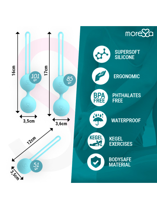 BOLAS CHINAS SILICONA TURQUESA OSIAN SET PREMIUM DE LA MARCA MORESSA