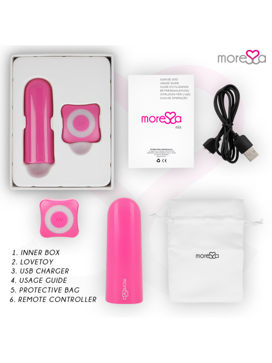 VIBRADOR CONTROL REMOTO NIX ROSA SILENCIOSO Y RECARGABLE DE LA MARCA MORESSA