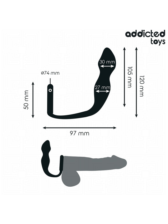 PLUG ANAL CON ANILLO TESTICULAR SILICONA ESTIMULACIÓN DOBLE DE LA MARCA ADDICTED TOYS