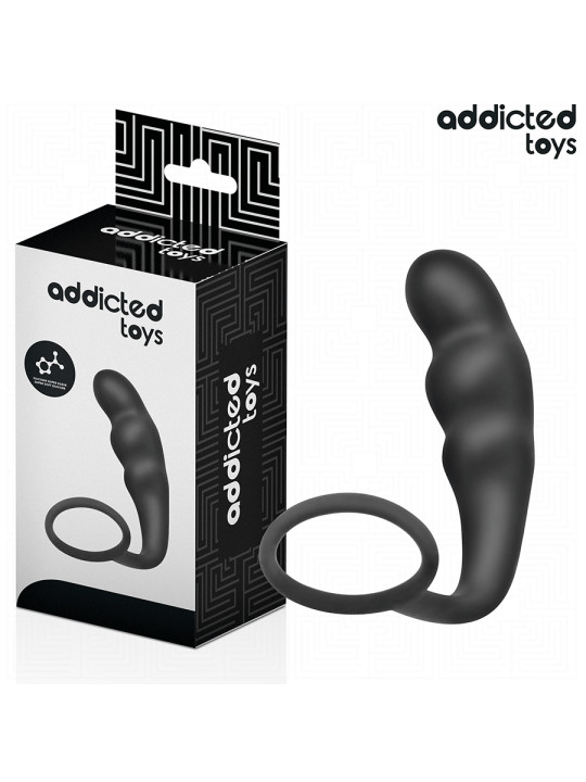PLUG ANAL SILICONA CON ANILLO TESTICULAR CONTROL DE LA MARCA ADDICTED TOYS