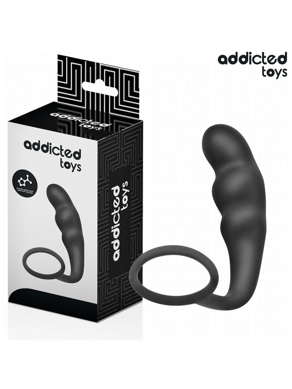 PLUG ANAL SILICONA CON ANILLO TESTICULAR CONTROL DE LA MARCA ADDICTED TOYS