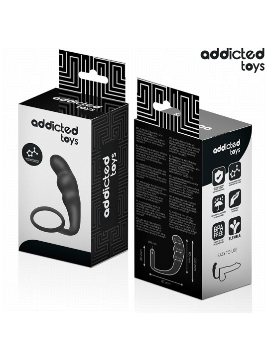 PLUG ANAL SILICONA CON ANILLO TESTICULAR CONTROL DE LA MARCA ADDICTED TOYS