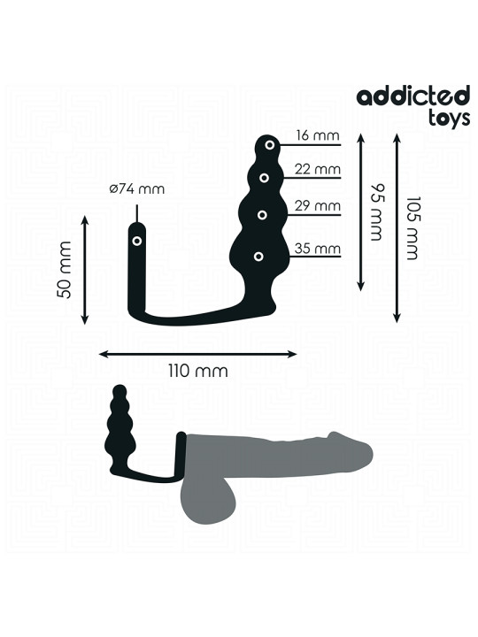 PLUG ANAL CON ANILLO TESTICULAR SILICONA 235MM ADDICTED TOYS DE LA MARCA ADDICTED TOYS