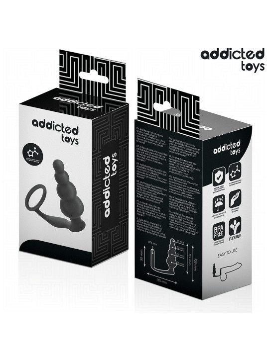 PLUG ANAL CON ANILLO TESTICULAR SILICONA 235MM ADDICTED TOYS DE LA MARCA ADDICTED TOYS