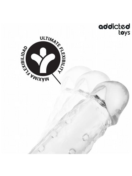 EXTENSOR PENE TRANSPARENTE 27 CM AUMENTO LONGITUD Y GROSOR DE LA MARCA ADDICTED TOYS