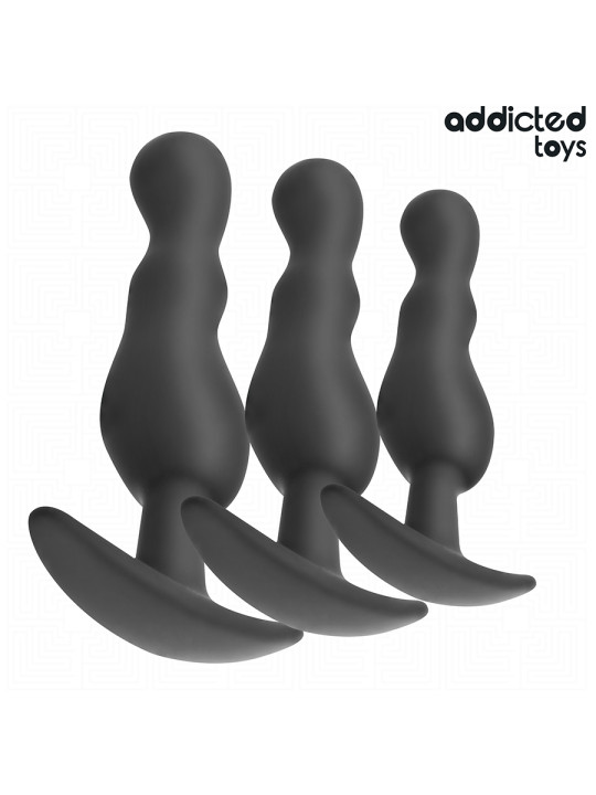 SET 3 PLUGS ANALES SILICONA PROGRESIVO ADDICTED TOYS DE LA MARCA ADDICTED TOYS