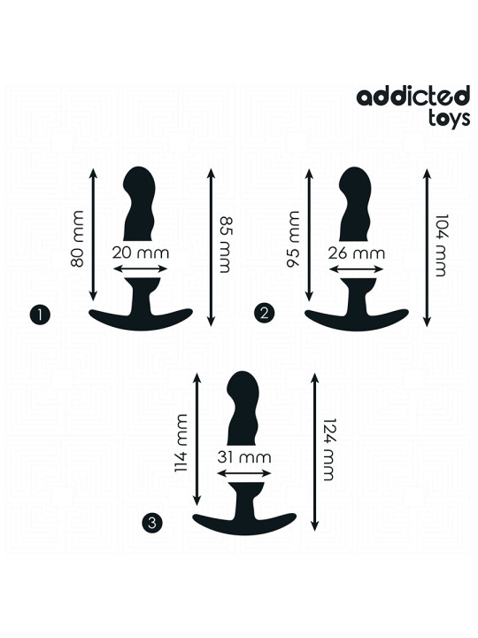 SET 3 PLUGS ANALES SILICONA PROGRESIVO ADDICTED TOYS DE LA MARCA ADDICTED TOYS