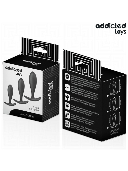 SET 3 PLUGS ANALES SILICONA PROGRESIVO ADICTED TOYS DE LA MARCA ADDICTED TOYS